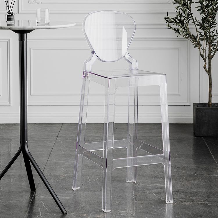 Industrial Backrest Armless Counter Stool Plastic Bar Stool with 4 Legs