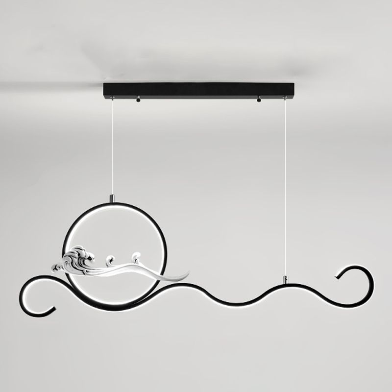 Modern Style Linear Shape Island Lights Metal 2-Light Pendant Lights