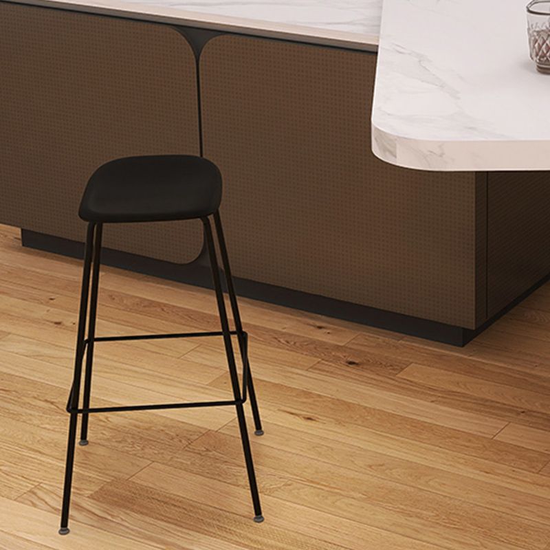 Contemporary Contoured Seat Armless Bar Stools with Metal Legs