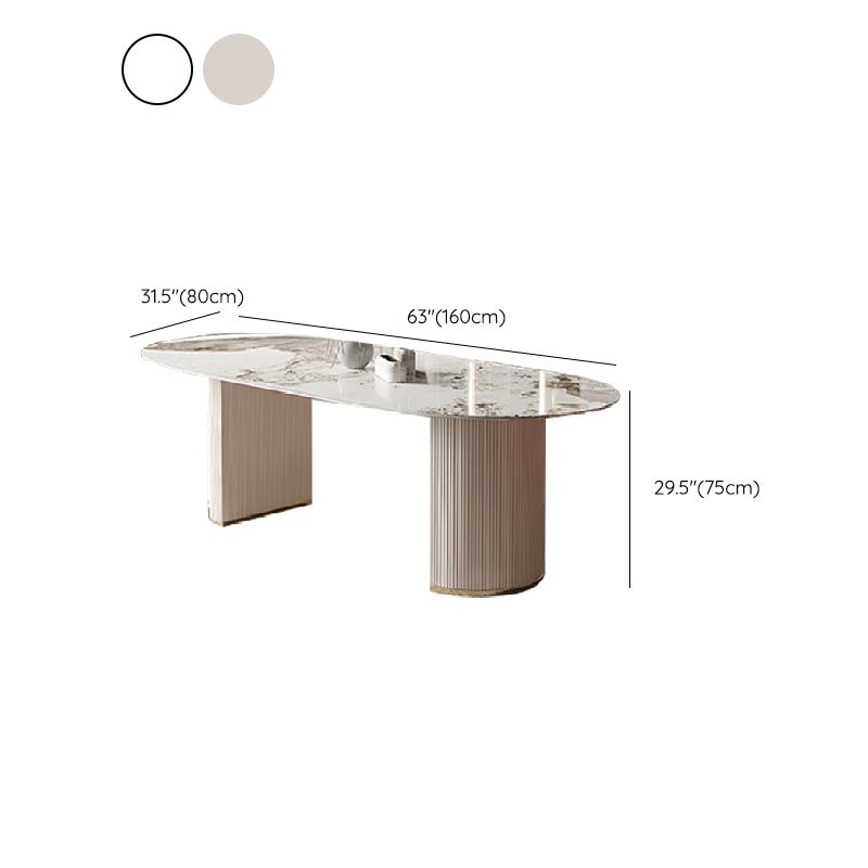 Glam Oval Dining Table Sintered Stone Table with Metal Legs for Home