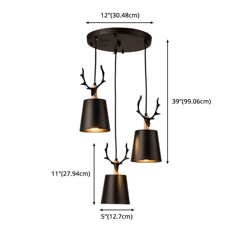 Decoración de ciervos de luz colgante de estilo nórdico de 3 bulb