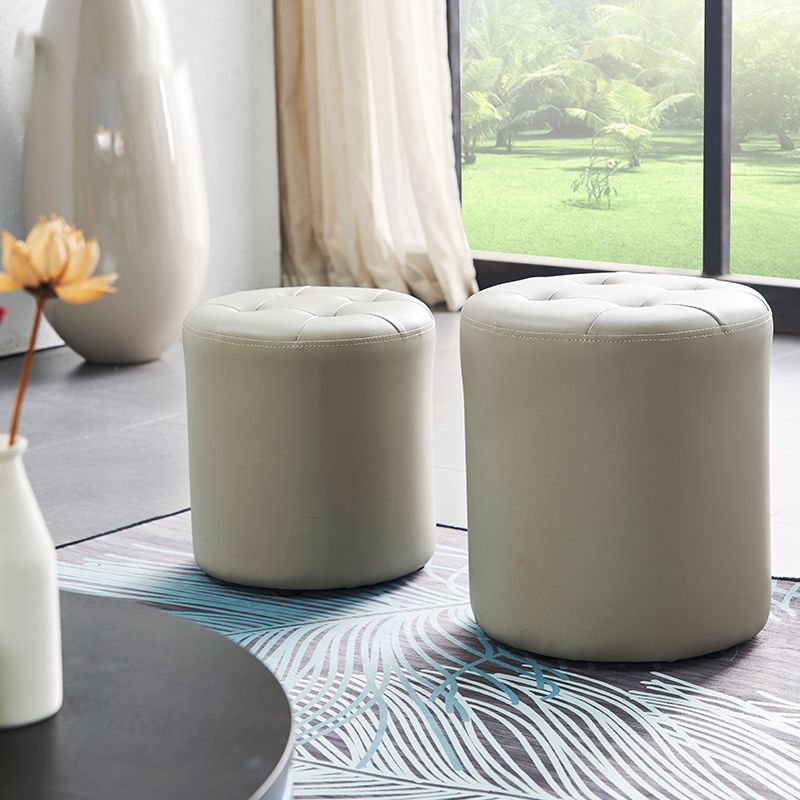Modern Ottoman Water Resistant Tufted Leather Round Foot Stool Ottoman