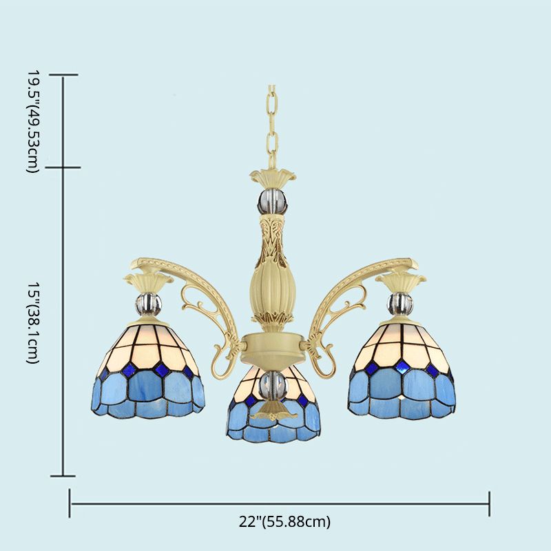 Motore reticolare Tiffany lampadario con sfumatura in vetro in vetro ristorante sospeso lampada a sospensione con abbellimento a sfera di cristallo