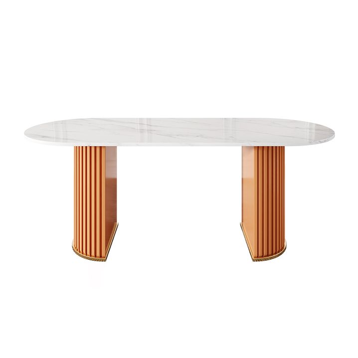 Mesa de comedor de lujo de doble pedestal oval