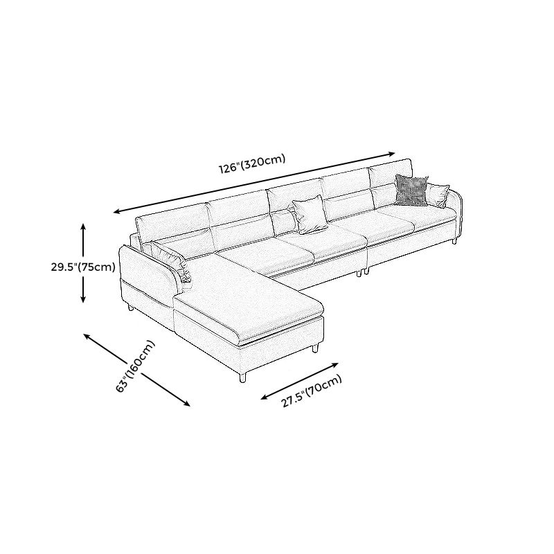 Stain Resistan Faux Leather Square Arm Sectional with Pillowed Back Cushions for Apartment