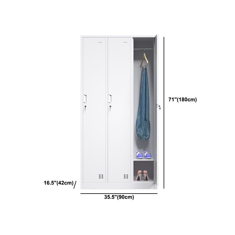 White Hinged Wardrobe Armoire Steel Storage Cabinet for Bedroom