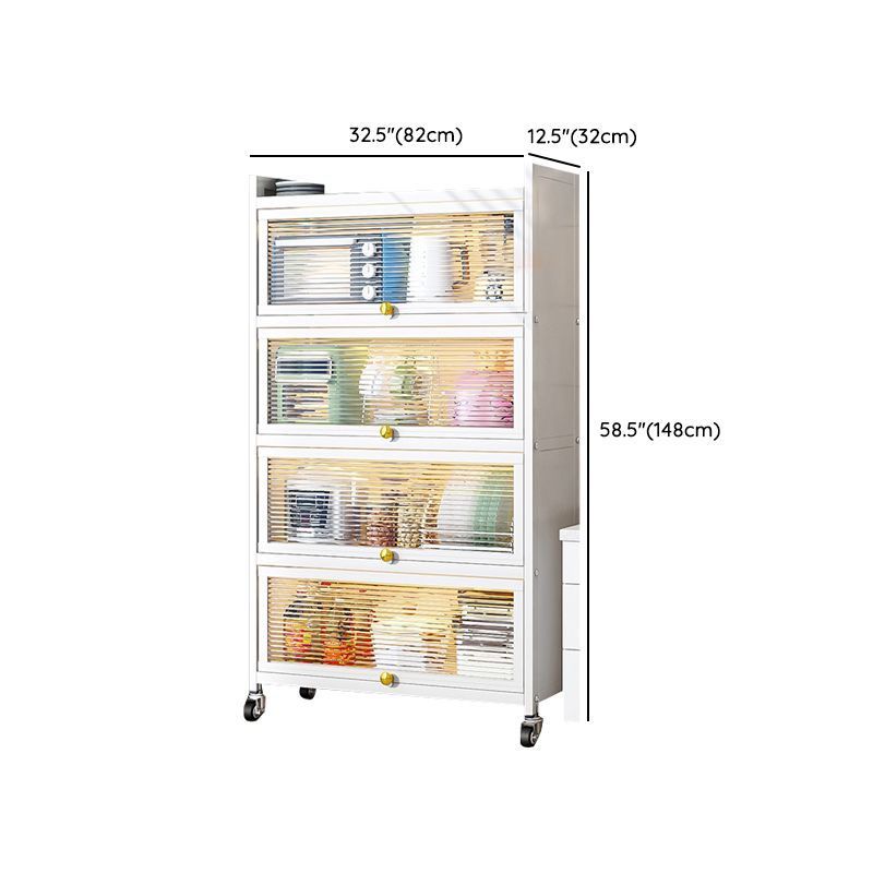 white Metallic Buffet Sideboard 12.6-inch wide Dining Server with wheels