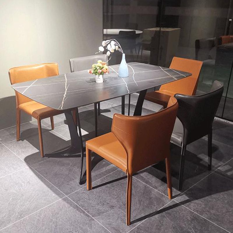 Upholstered Dining Room Chair Modern Style Faux Leather Arm Chair