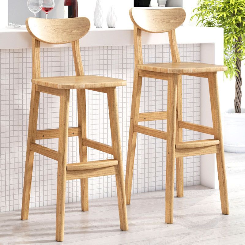 Scandinavian Milk Tea Shop Footrest Stool Matte Finish Solid Wood Bar Stool