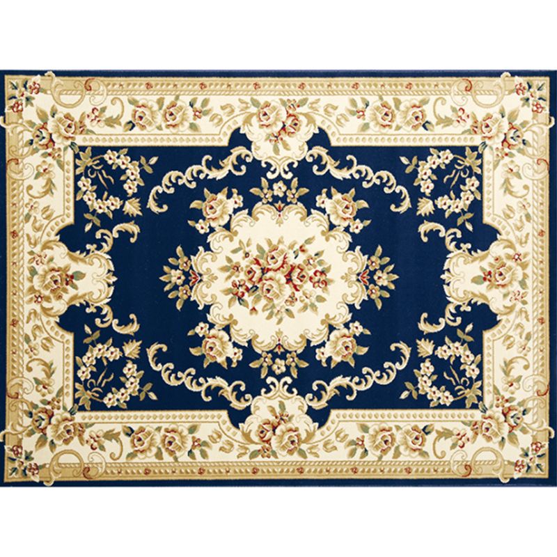 Traditional Flower Pattern Carpet Polyester Indoor Rug Stain Resistant Area Carpet for Living Room
