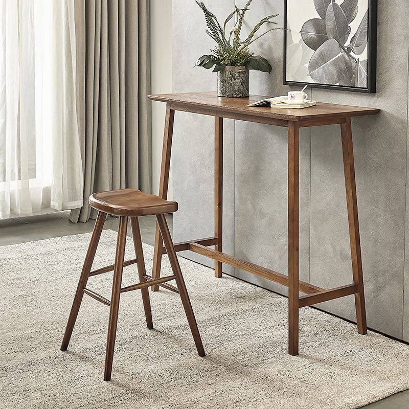 Modern Rectangle Ash Bar Table Set 1/2/3 Pieces Counter Table with Armless High Stools