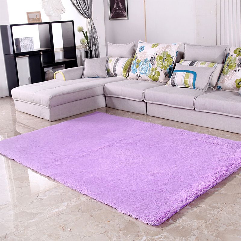 Puffy Multicolor Plain Rug Synthetic