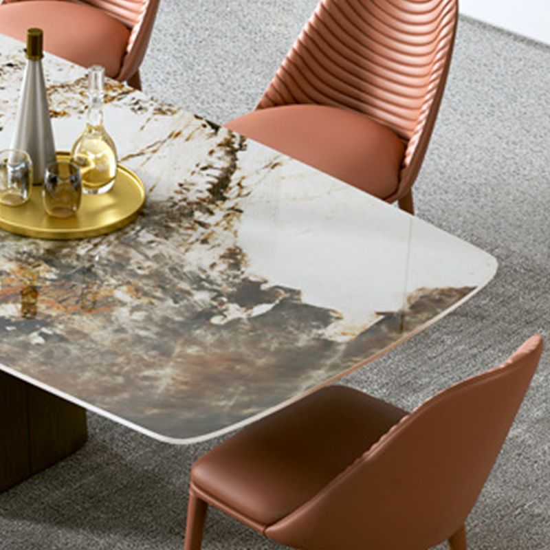 Luxury 1/2/5/7 Pieces Rectangle Dining Set Sintered Stone Top Table with Leather Chairs