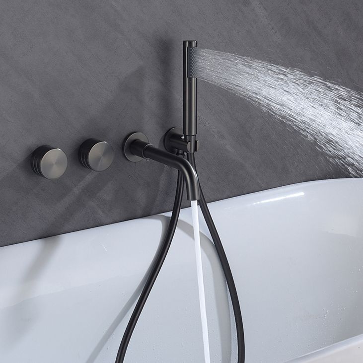 Wall Mounted Metal Tub Filler Low Arc Rotatable Tub Faucet Trim