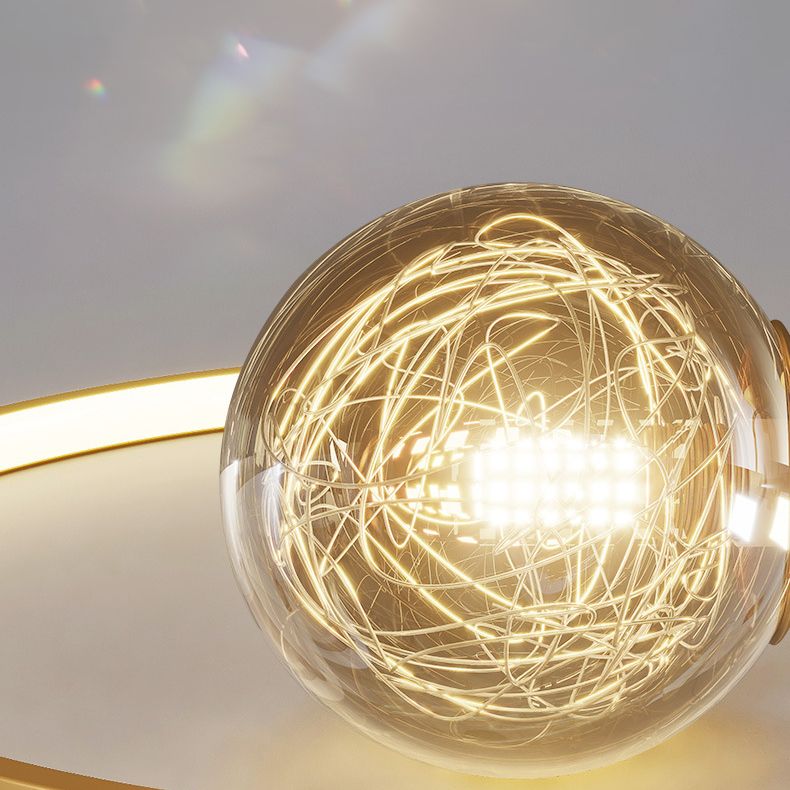 Kadervormige LED Plafondlamp Minimalistische Metalen Slaapkamer Flush Mount Licht met Glass Shade