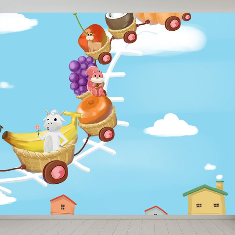 Large Cartoon Wall Mural Decal Soft Color Animal Pattern Wall Covering, Custom Made