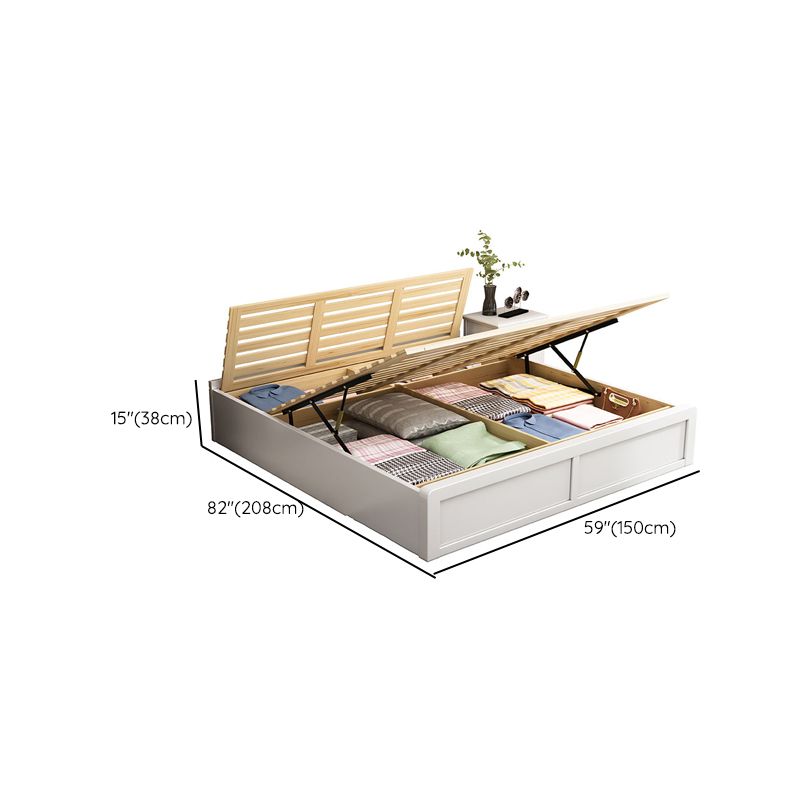 Mid-Century Modern White Platform Bed Frame Solid Wood Platform Bed