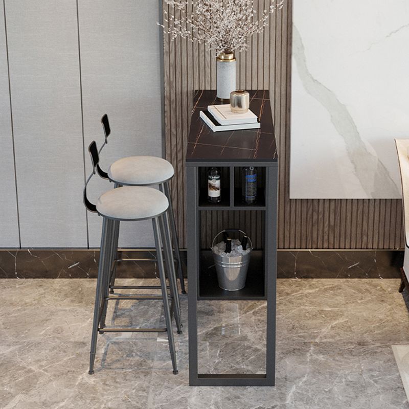 Modern Sintered Stone Top Double Pedestal Bar Table for Kitchen Dining Room