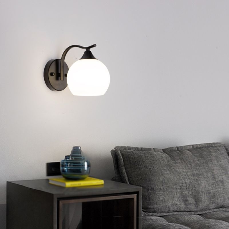 Bedroom Nordic Simple Sconce Light Fixtures 1 Bulb Glass Sphere Wall Mounted Lighting