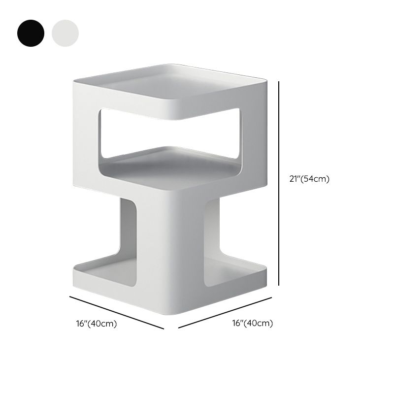 Modernistic Side End Snack Table with Metal Shelves Bedroom Side Table