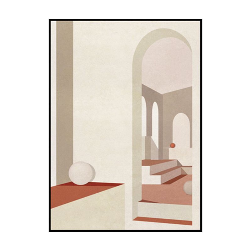 Home Interior View Art Print Contemporary Textured Living Room Wrapped Canvas in Light Color