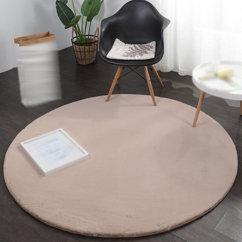Gray Modern Rug Polyester Solid Color Rug Stain Resistant Area Rug for Home Decor