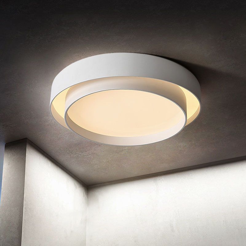 Circular LED Flush Mount in Modern Minimalist Style Wrought Iron Ceiling Fixture with Acrylic Shade