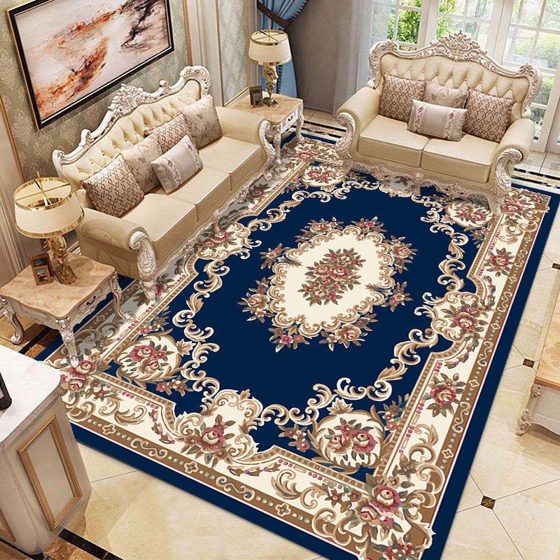 Victorian Floral Pattern Indoor Rug Polyester Carpet Stain Resistant Area Carpet for Home Decoration