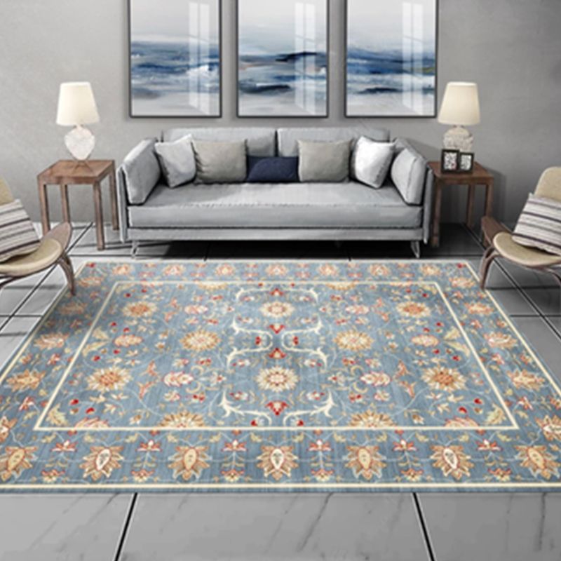 Empire Print Rug Multi Colored Moroccan Rug Polyester Anti-Slip Backing Machine Washable Pet Friendly Rug for Living Room