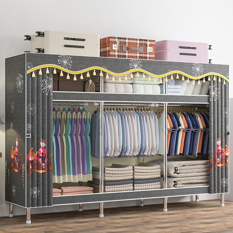 Freestanding Metal Frame Wardrobe Modern Removable Wardrobe with Legs