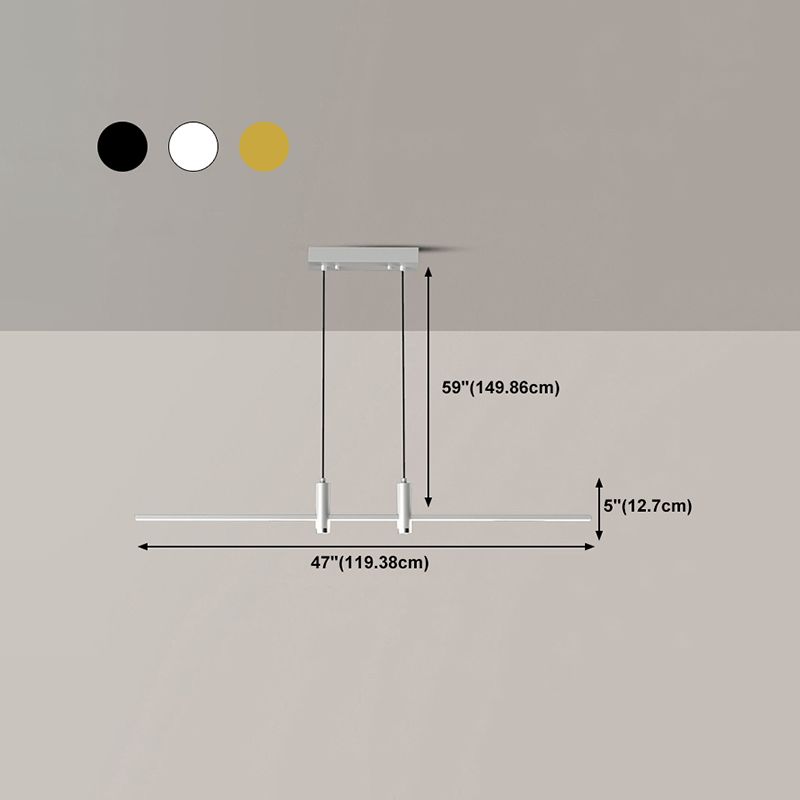 Modern Linear Island Light Fixtures 1-Light Restaurant LED Hanging Lamp with Spotlight