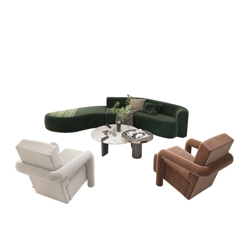 Velvet Sectional Sofa Contemporary Coffee Sofa for Living Room