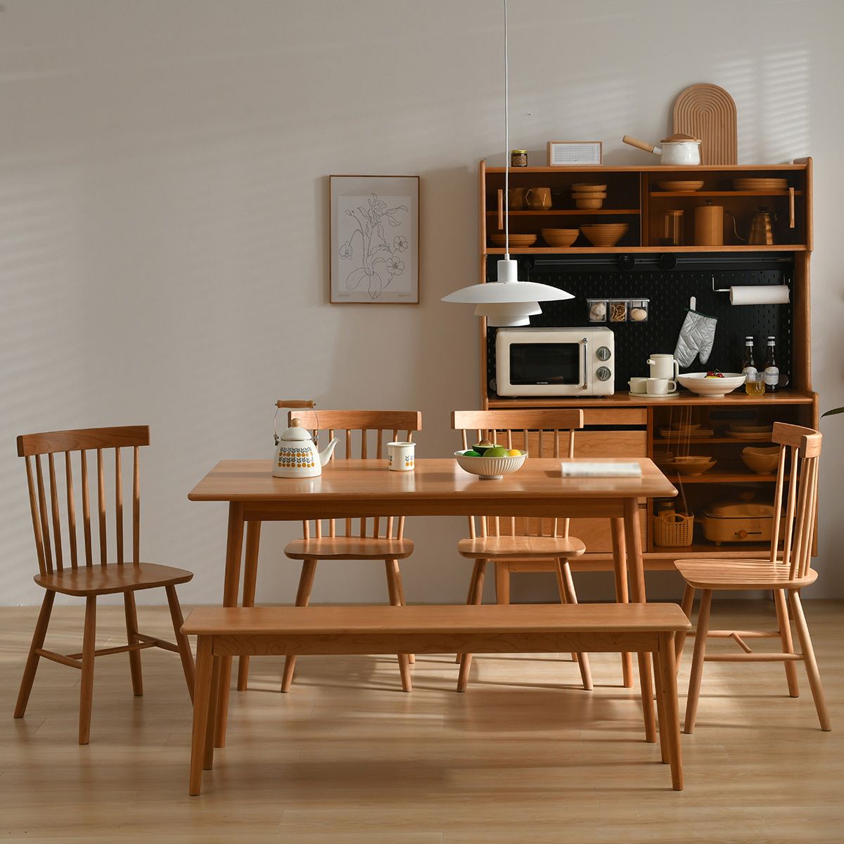 Modern 1/3/4/5 Pieces Dining Room Set Solid Wood Dining Table and Chairs