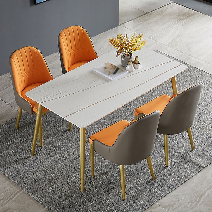 Metal and Slate Rectangular Table Glam Style Home Dining Table