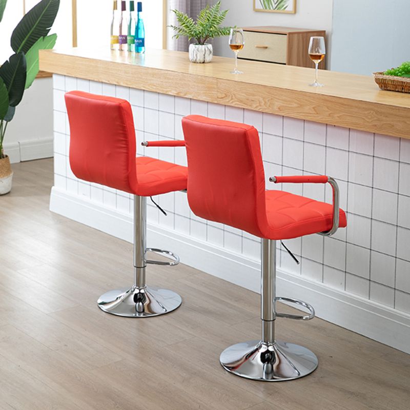 Taburete elevable con respaldo moderno, taburete de bar de acero para el hogar con cojín