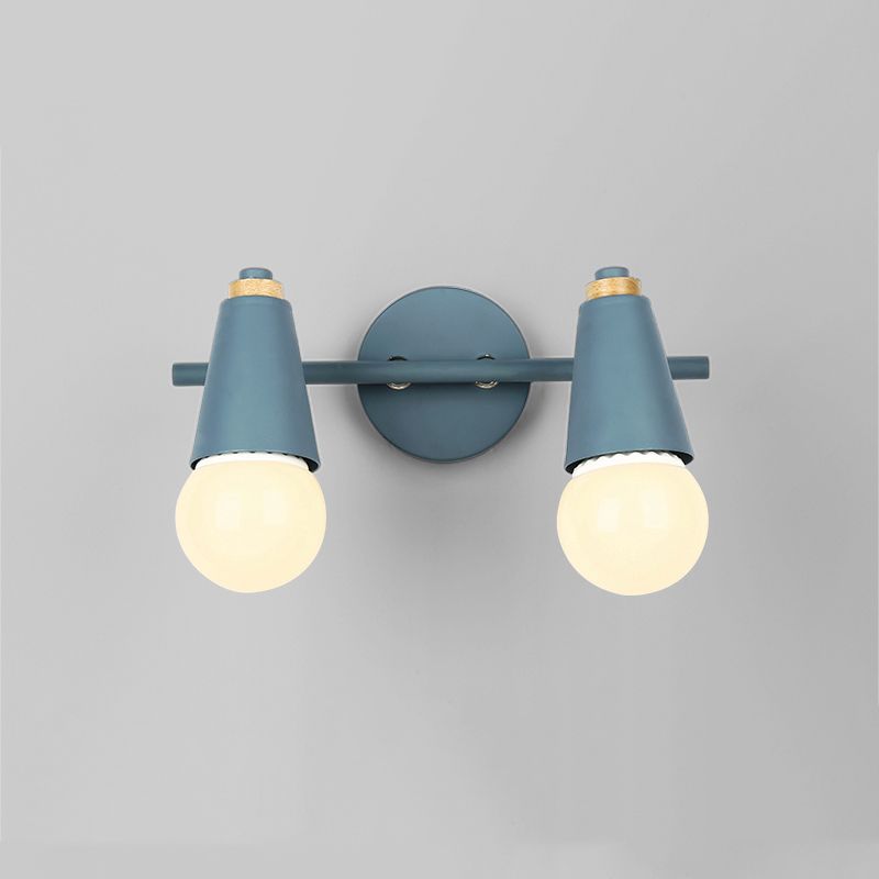 Modern Wood Wall Sconce Geometric Shape Wall Light with Metal Shade for Bedroom