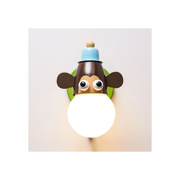 Dierenhoofd kleuterschool muur licht metaal metalen licht moderne schattige sconce lamp in groen