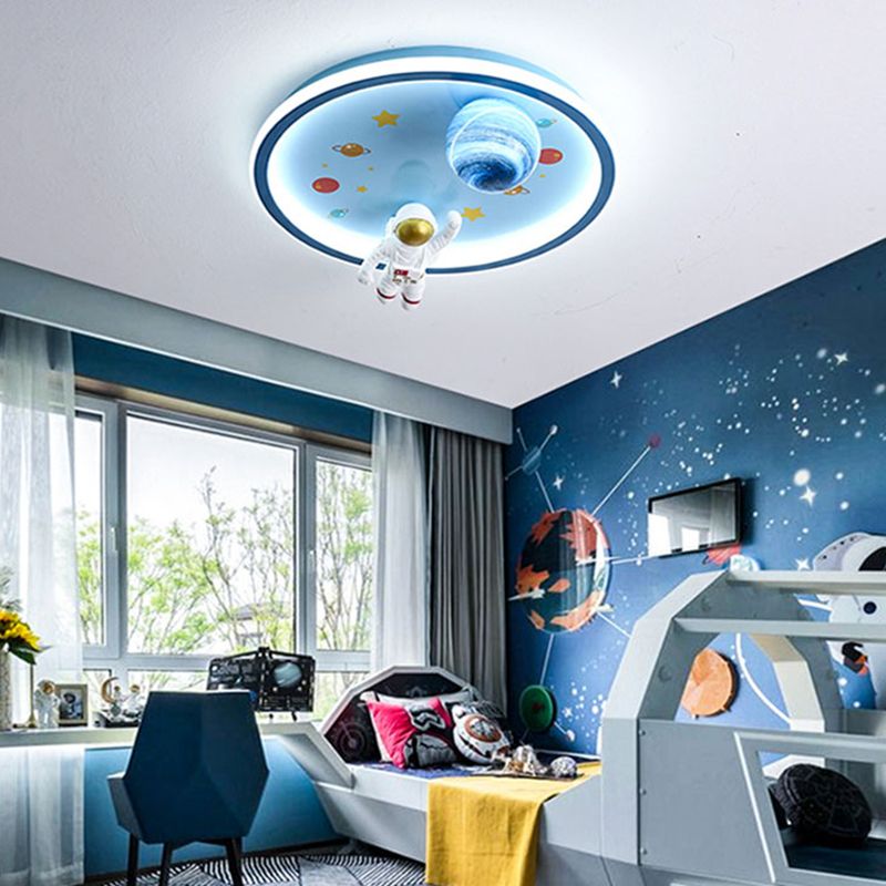 Astronaut LED Ceiling Lamp White Acrylic Flush Mount Light for Children's Room