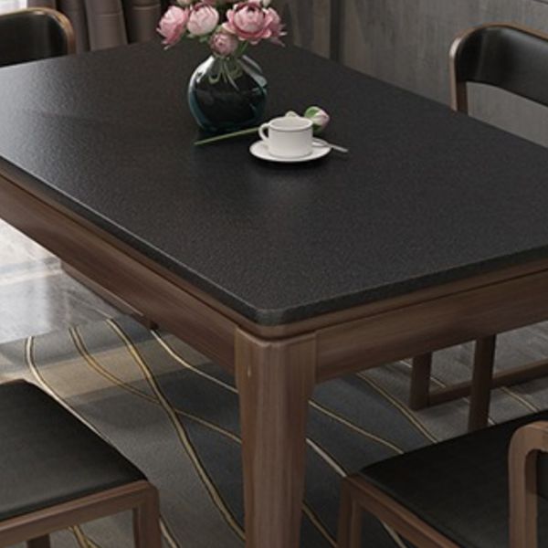 Rectangle Stone Top Dining Table Solid Wood 4 Legs Dining Table for Dining Room