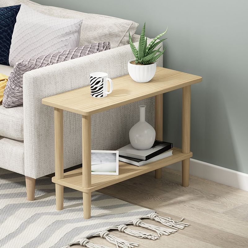 Modern Wood Side Table 20.86" Tall 4 Legs End Table with Shelf