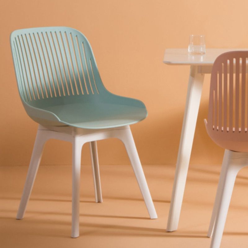 Nordic Style Armless Side Chairs Plastic Chairs with Plastic Legs for Home Use