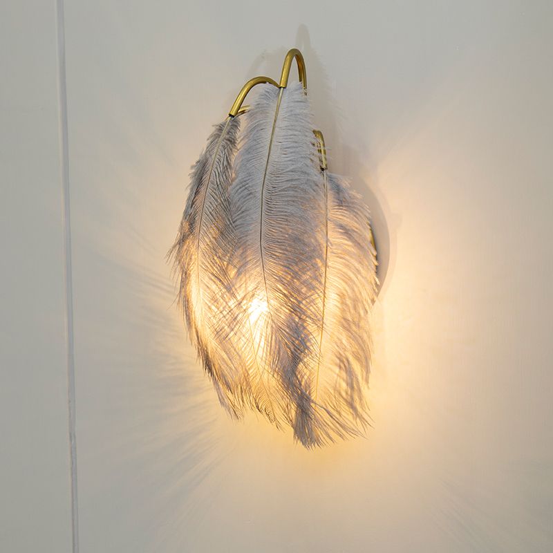 Feather Shaded Wall Mount Light Minimalist Wall Sconce Light Fixture for Living Room