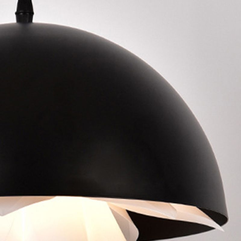 1 Lámpara de comedor ligero Lámpara moderna de color negro con tono de metal abovedado