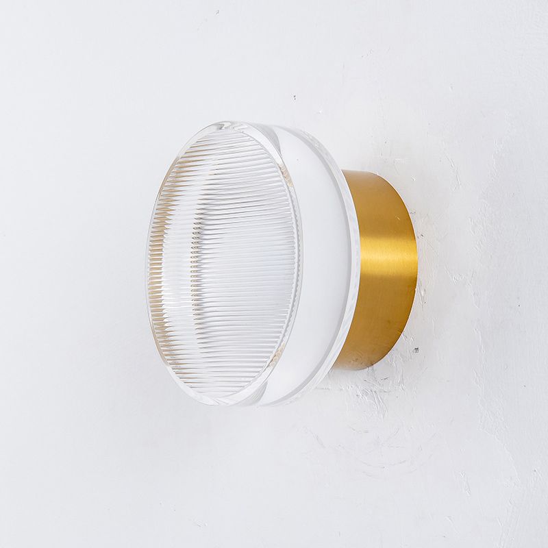 Round Interior LED Wall Mounted Sconce Clear Glass Wall Light in Black / Gold