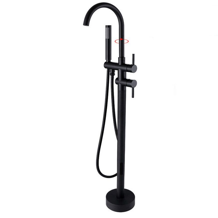Modern Freestanding Tub Faucet Copper Floor Mounted Two Handle Freestanding Bathtub Faucet