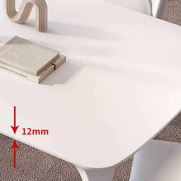 Contemporary White Round Stone Dining Table with 4 Steel Foot