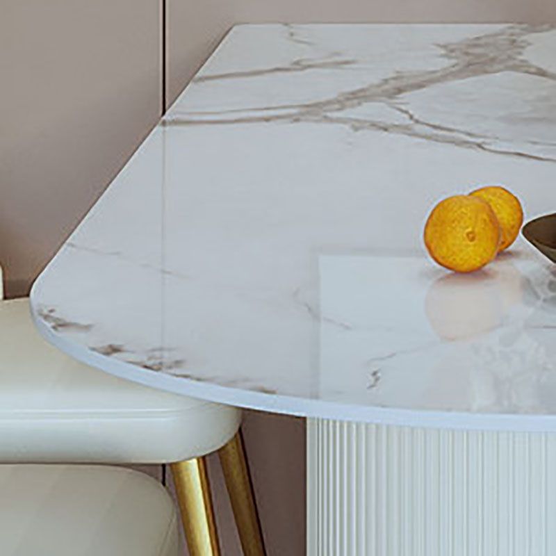 Stone Top Dining Table Contemporary Dining Table with Sled Base in White