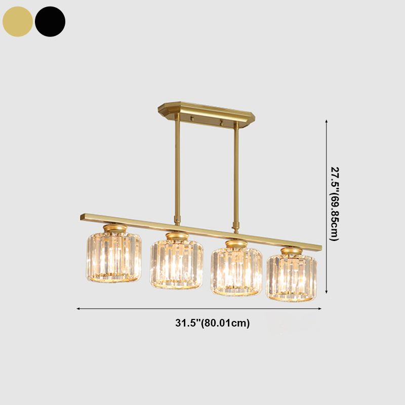 Modern Simple Island Pendant Cylinder Crystal Shade Island Light for Restaurant