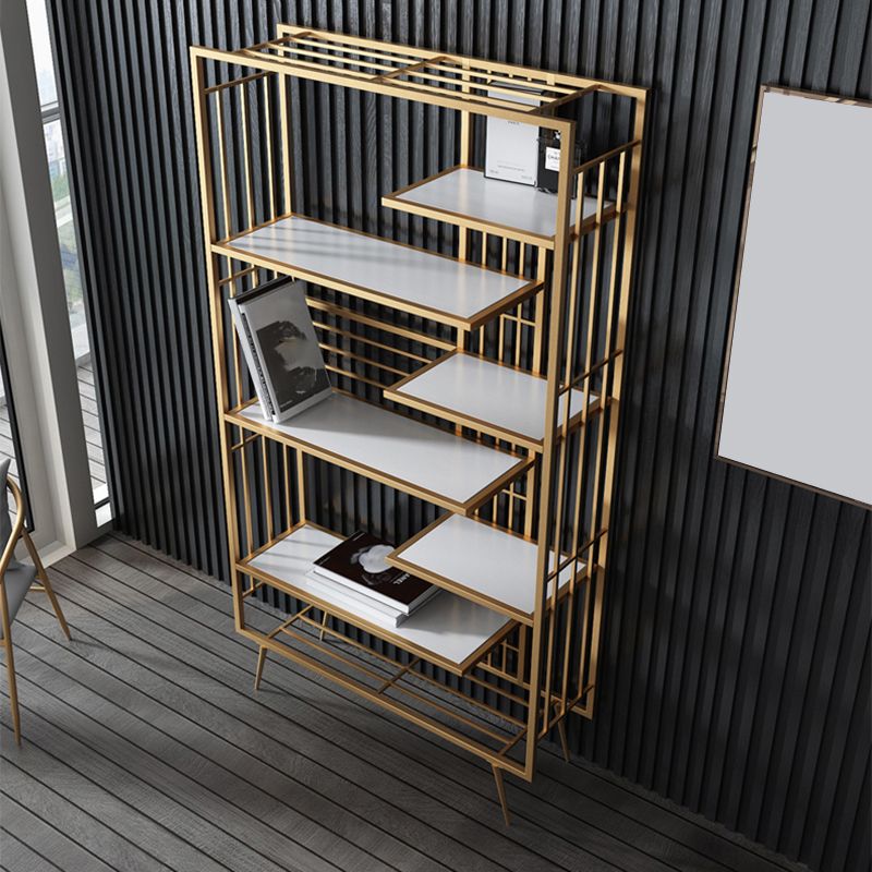 6 open shelves Bookcase Light Luxury Steel Bookshelf for Study Room