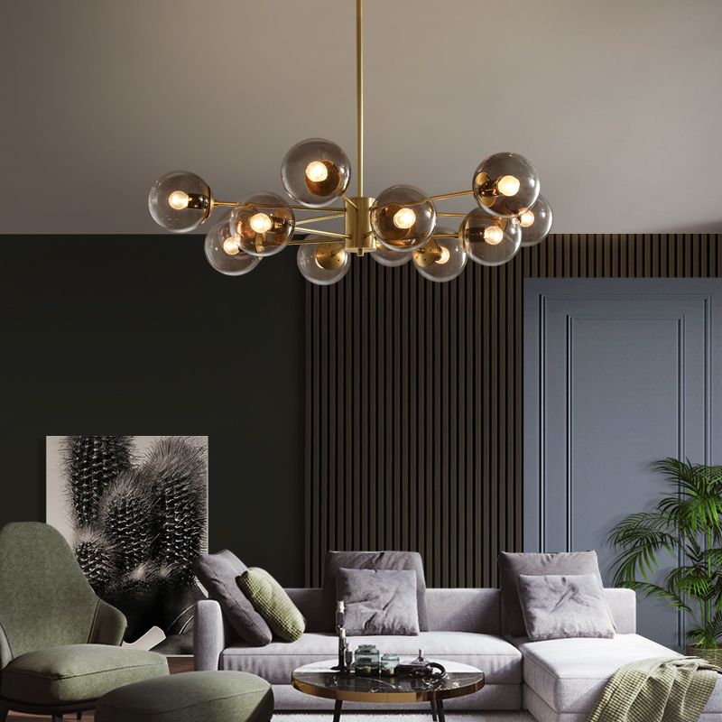 Metal Ceiling Hanging Lights Modernist Chandelier Light Fixture with Glass Shade